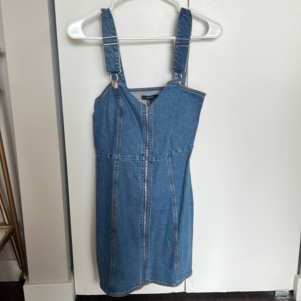 Denim zip up summer dress size M
